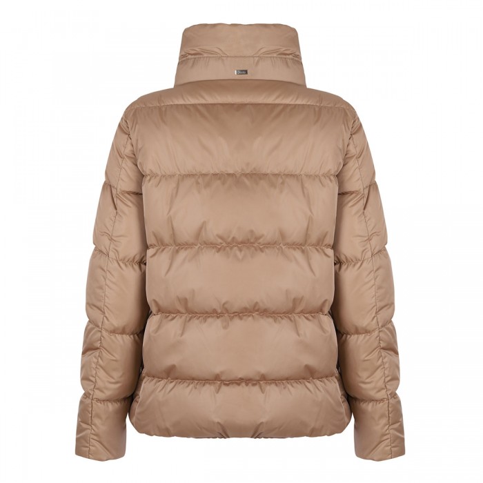 Camel hue satin down jacket