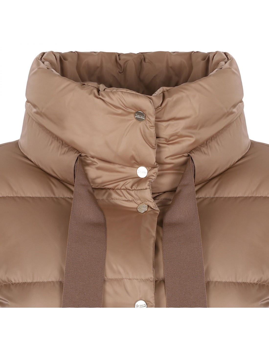 Camel hue satin down jacket