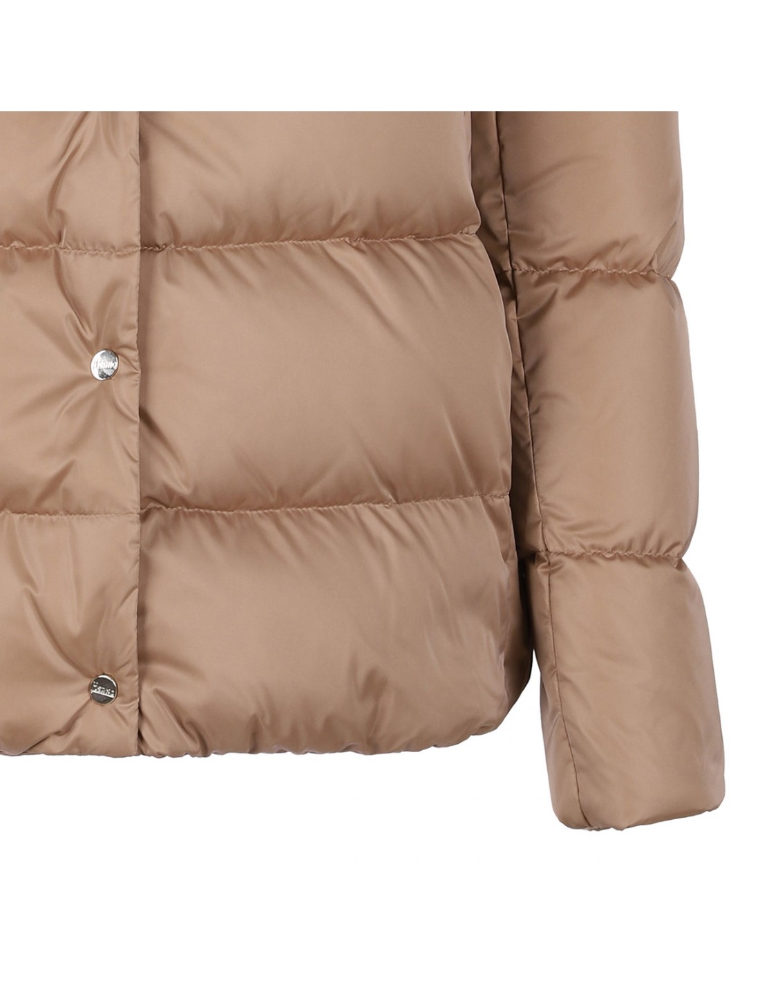 Camel hue satin down jacket