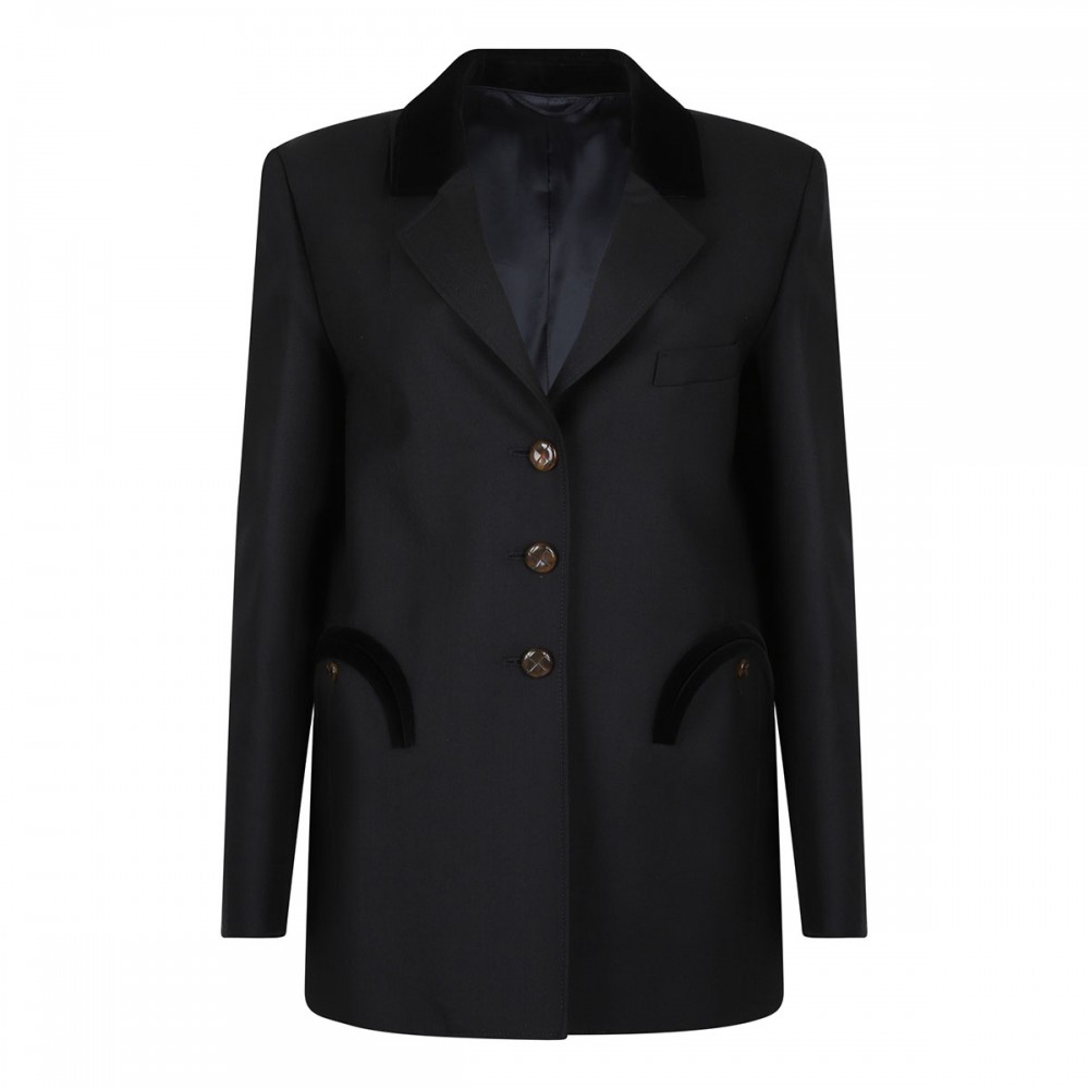 Alcanara velvet-trimmed wool blazer