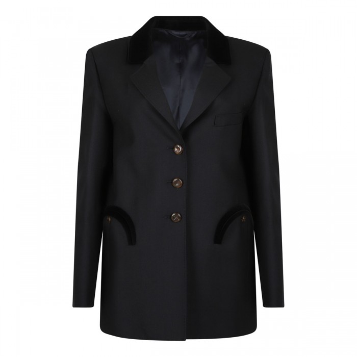 Alcanara velvet-trimmed wool blazer