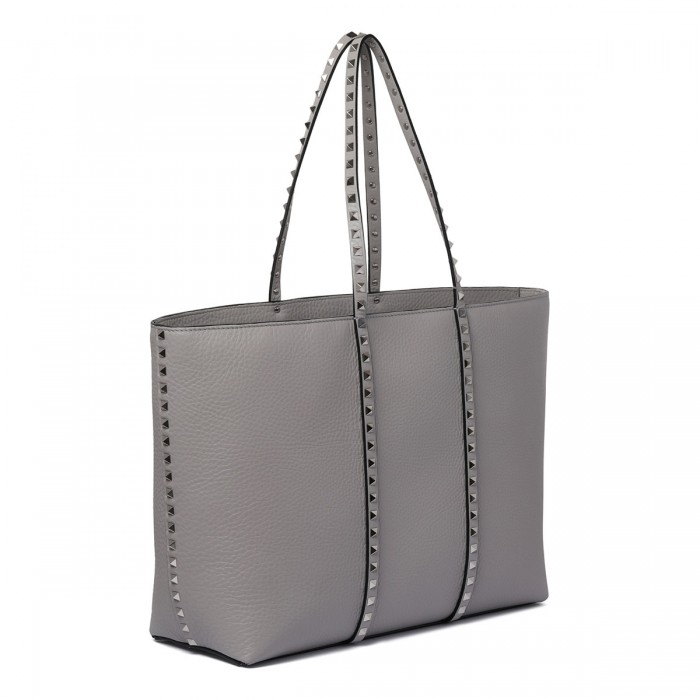 Rockstud gray leather tote bag