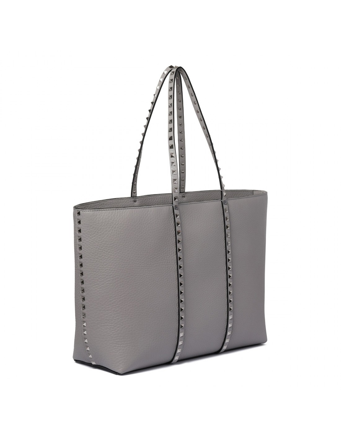 Rockstud gray leather tote bag