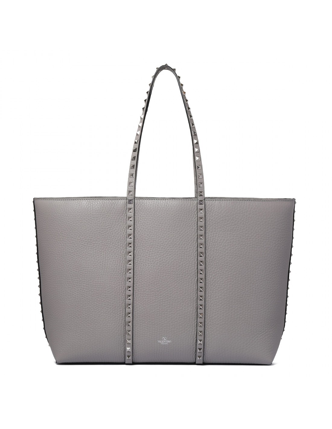 Rockstud gray leather tote bag