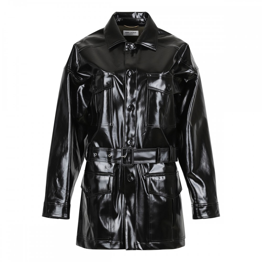 Black coated cotton Saharienne jacket