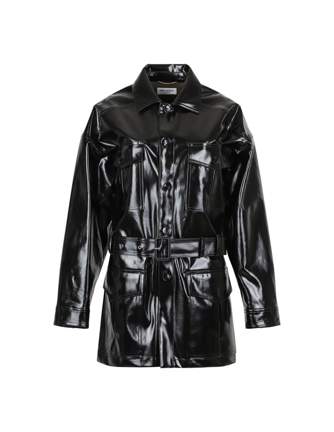 Black coated cotton Saharienne jacket