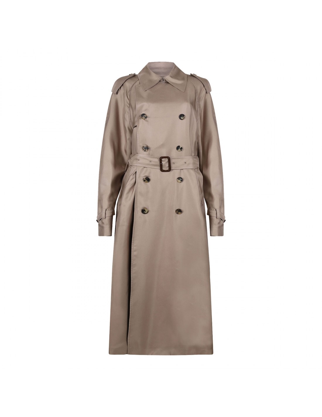 Beige silk trench coat