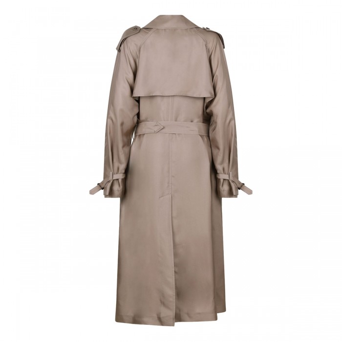 Beige silk trench coat