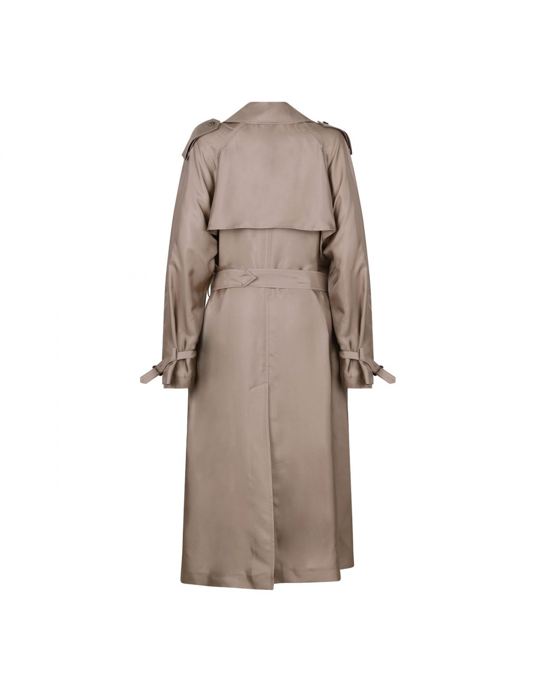 Beige silk trench coat