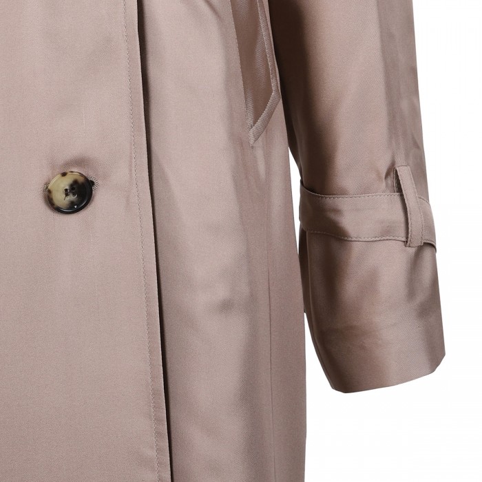 Beige silk trench coat