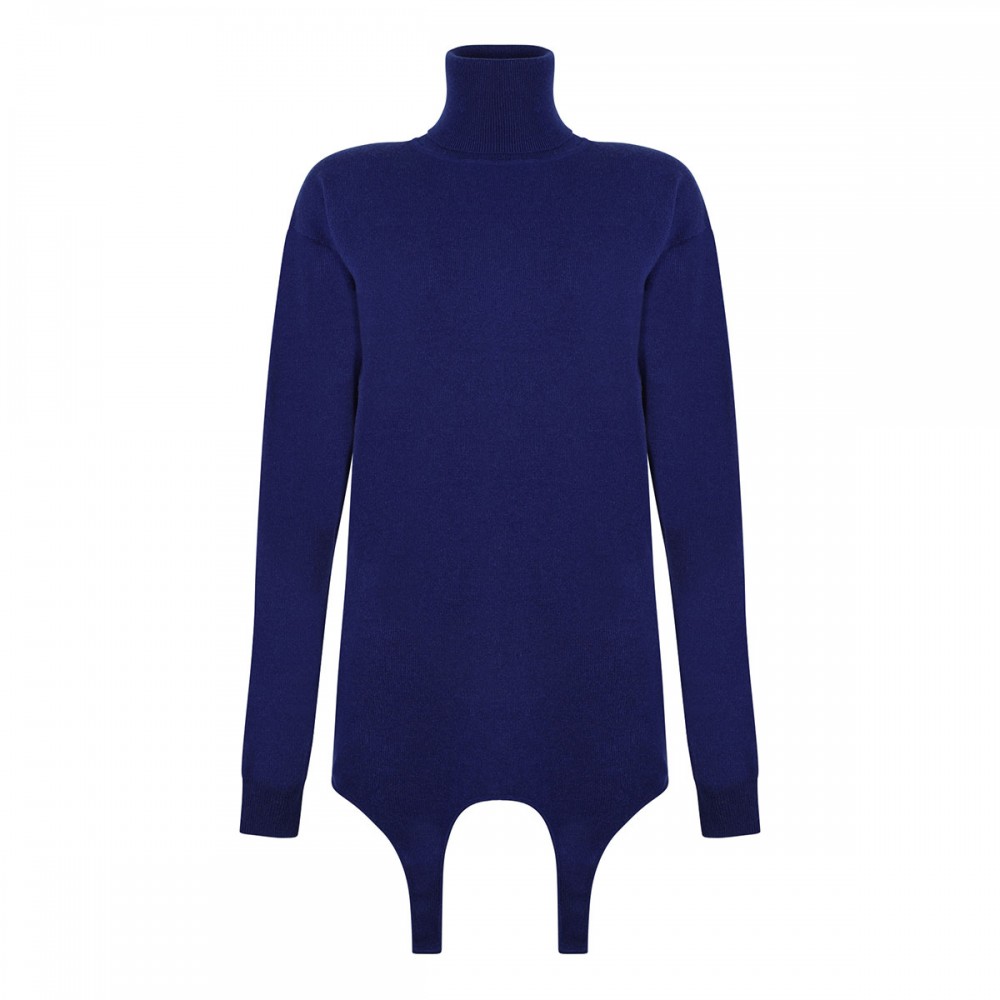 Blue cashmere garter sweater