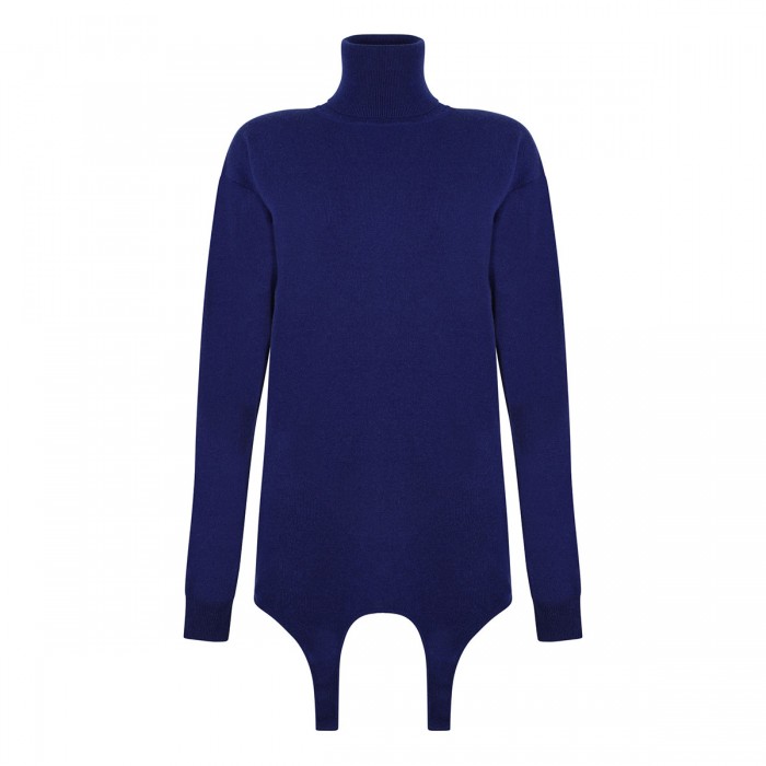 Blue cashmere garter sweater