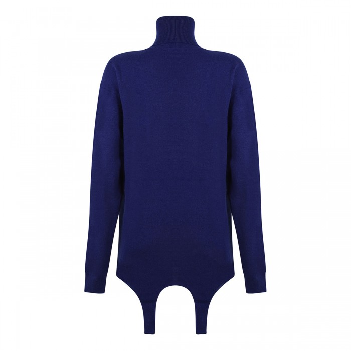 Blue cashmere garter sweater