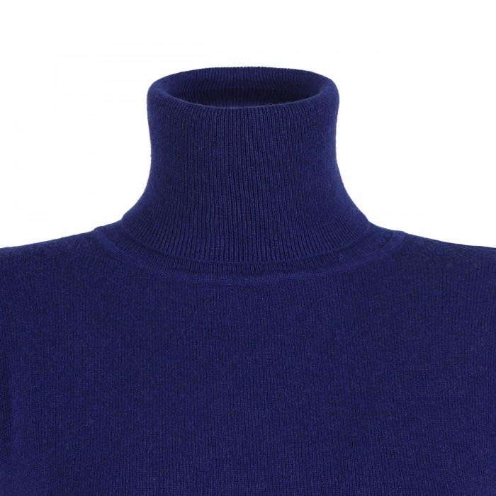 Blue cashmere garter sweater