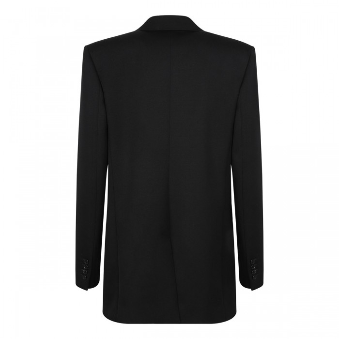 Black grain de poudre wool blazer