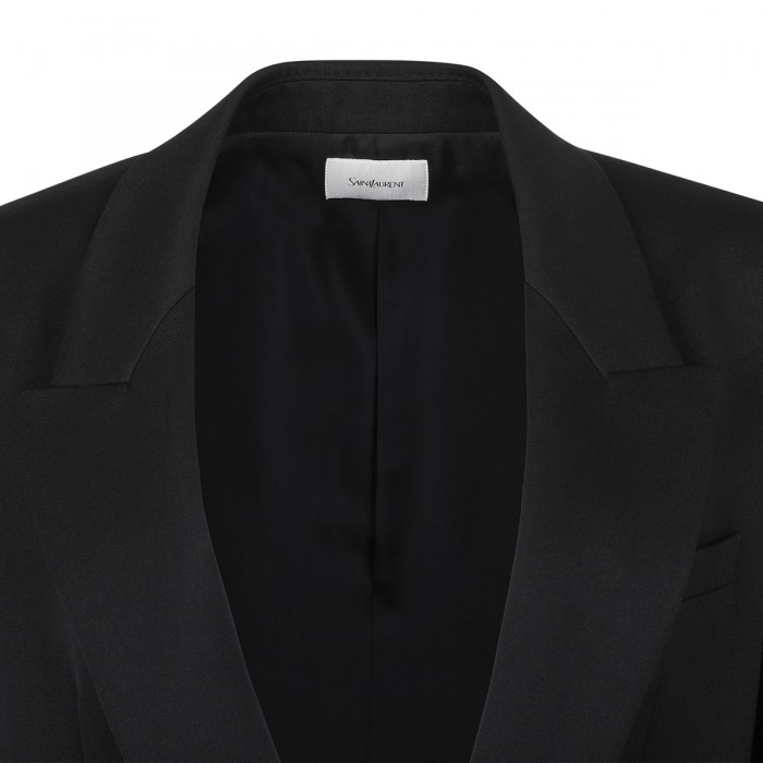 Black grain de poudre wool blazer