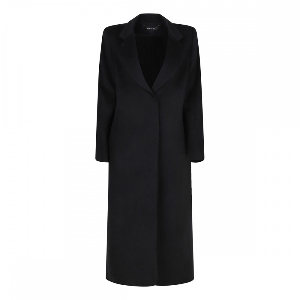 Black wool and cashmere long coat