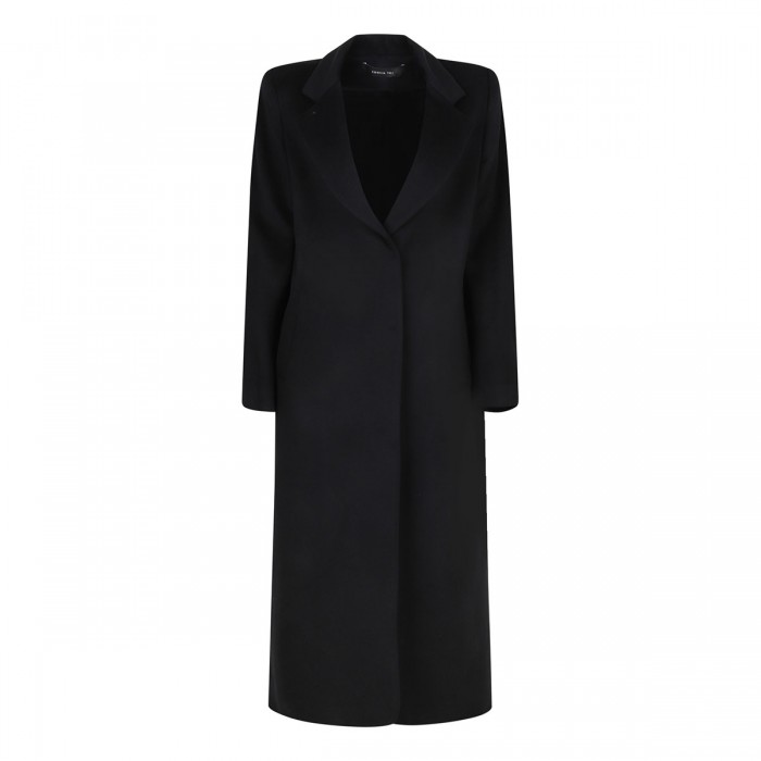 Black wool and cashmere long coat