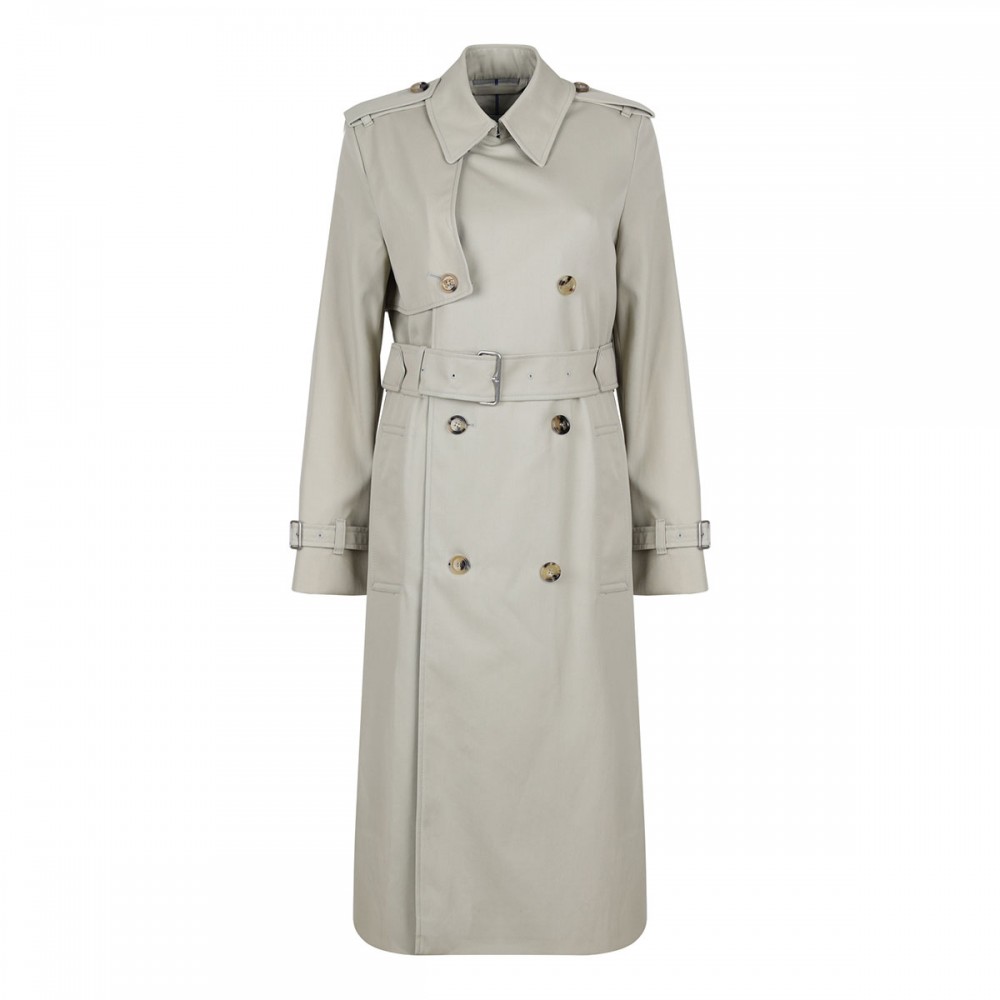 Long cotton blend trench coat