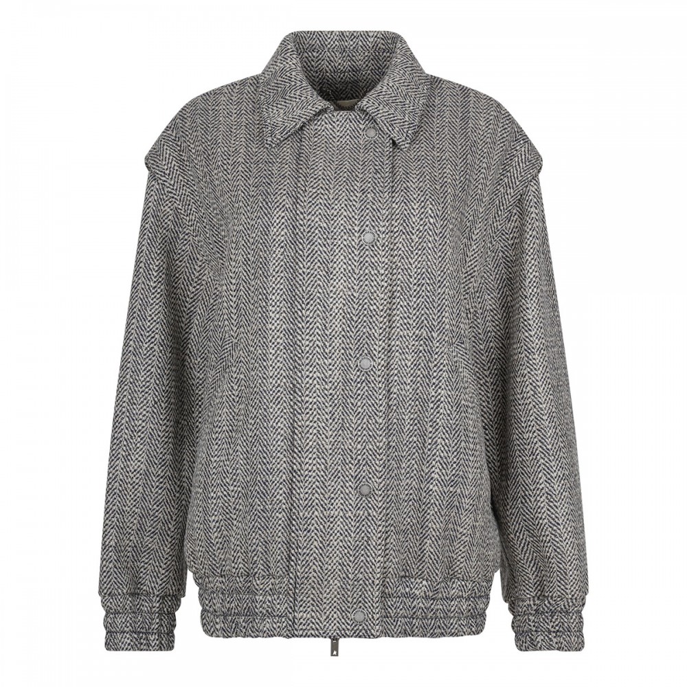 Herringbone wool bomber jacket