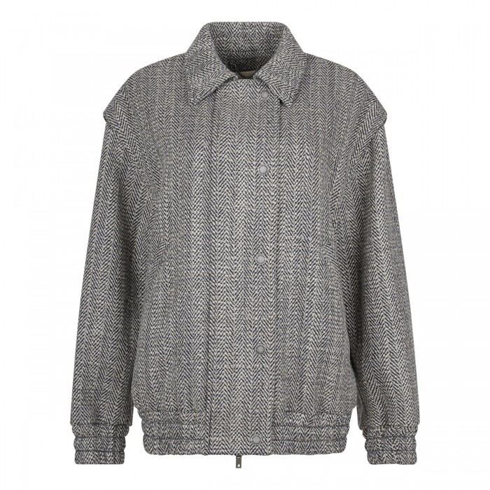 Herringbone wool bomber jacket