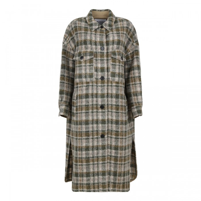 Fontizi check wool blend coat