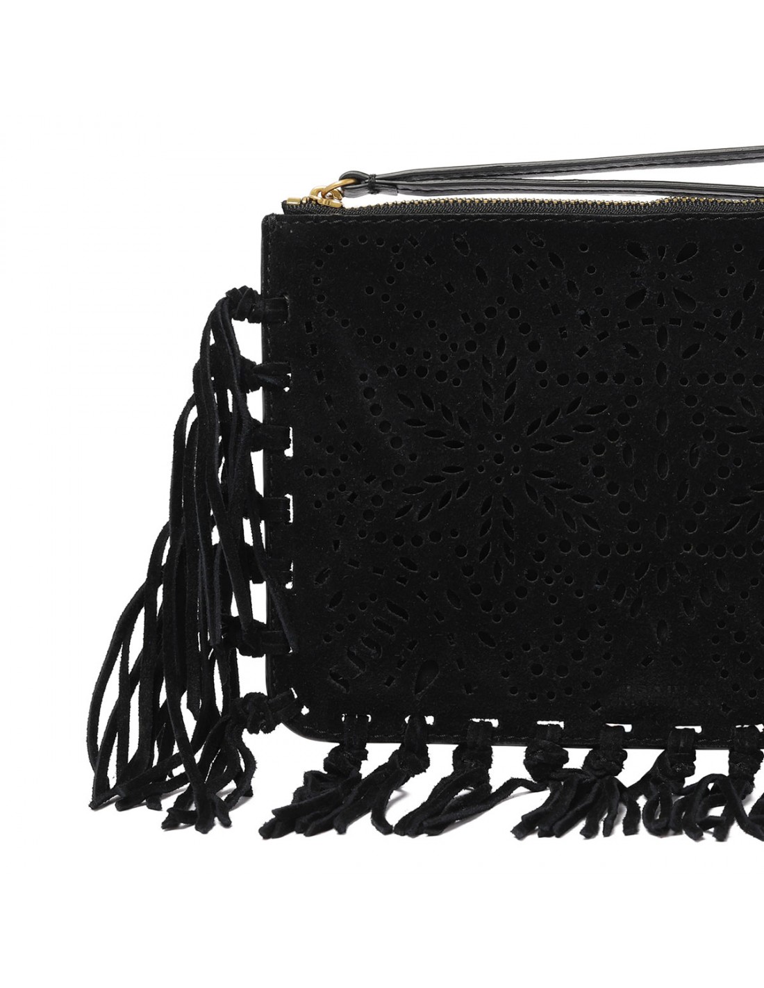 Black suede flat pouch