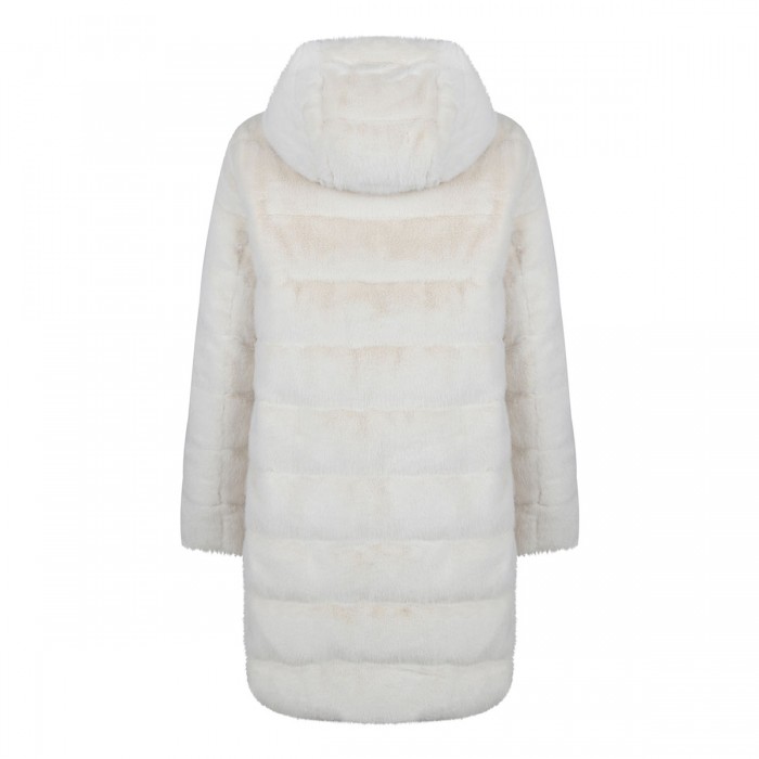 White padded faux fur coat