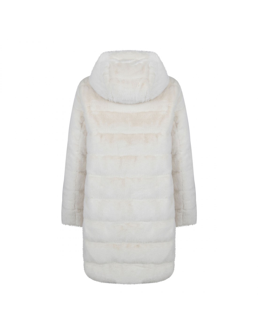 White padded faux fur coat