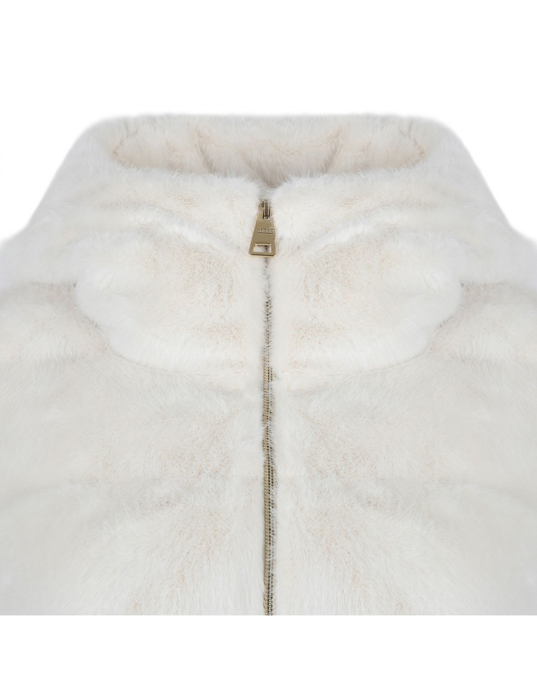 White padded faux fur coat