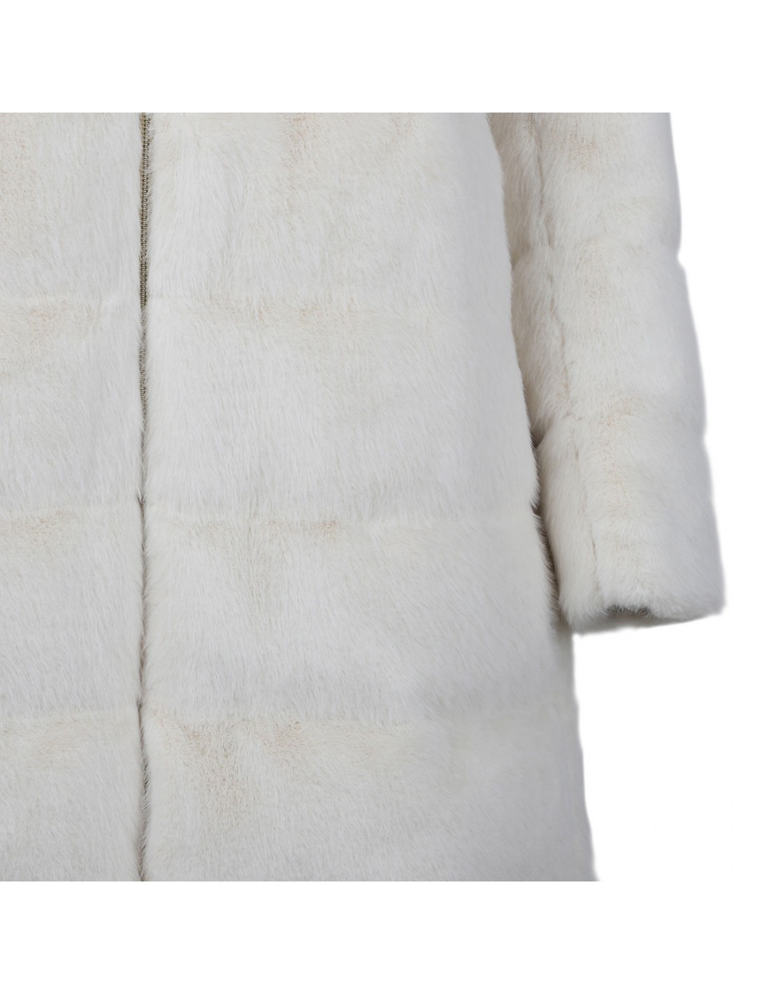 White padded faux fur coat