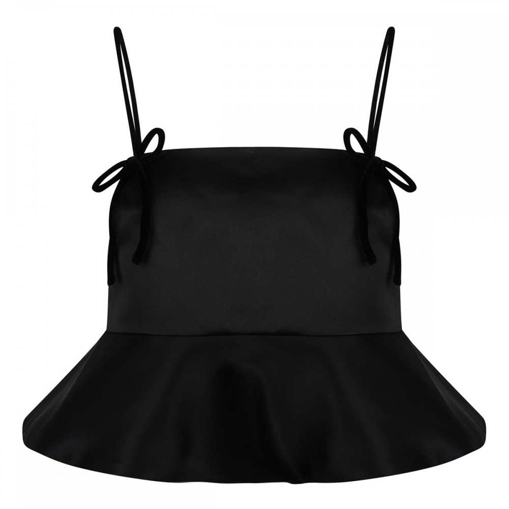 Black duchesse satin top