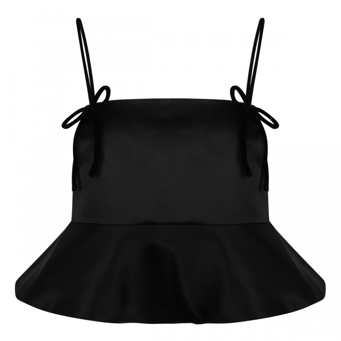 Black duchesse satin top