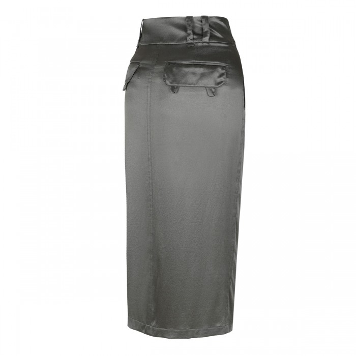 Silk crepe de chine pencil skirt