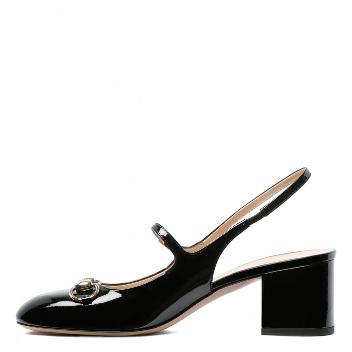 Horsebit patent pumps