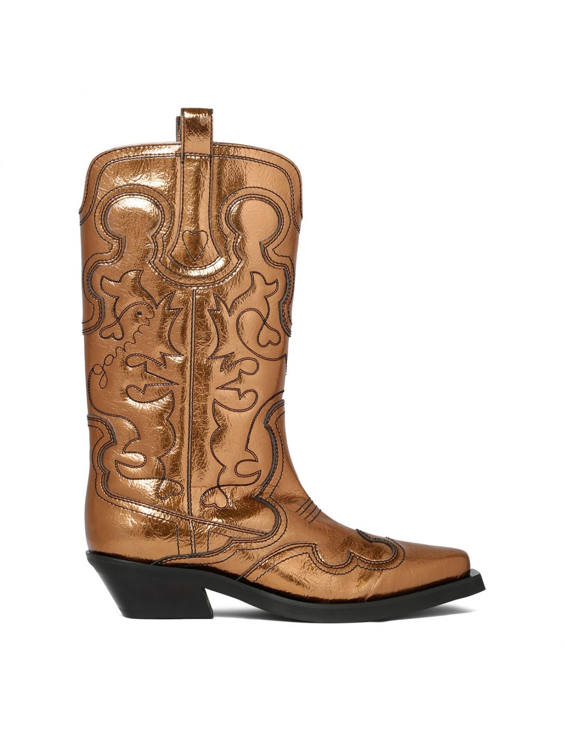 Bronze mid shaft embroidered Western...