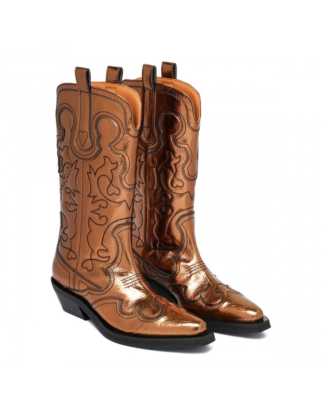 Bronze mid shaft embroidered Western...