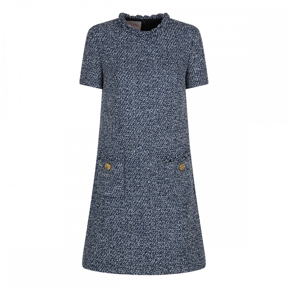 Denim blue hue tweed mini dress