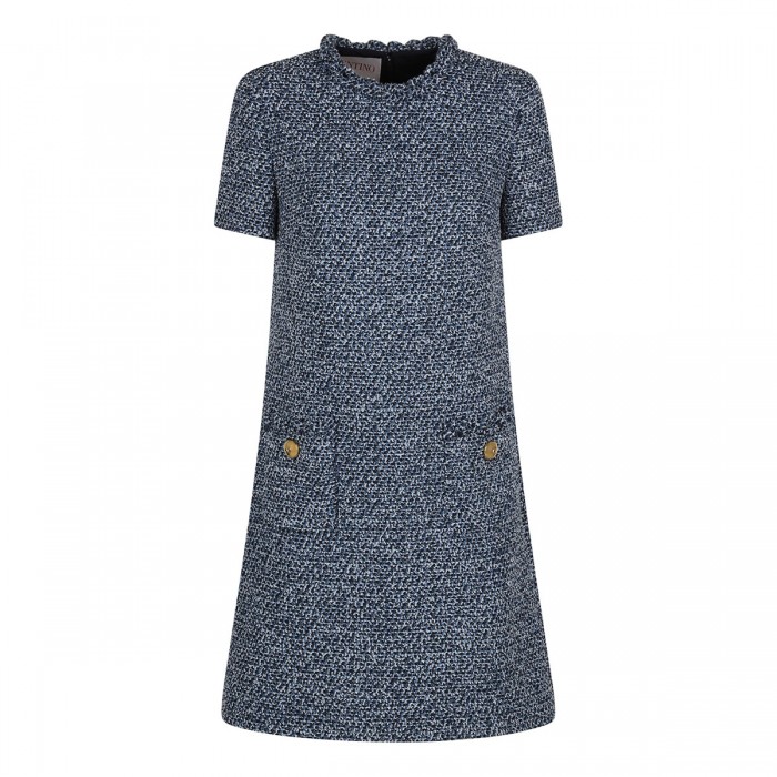 Denim blue hue tweed mini dress