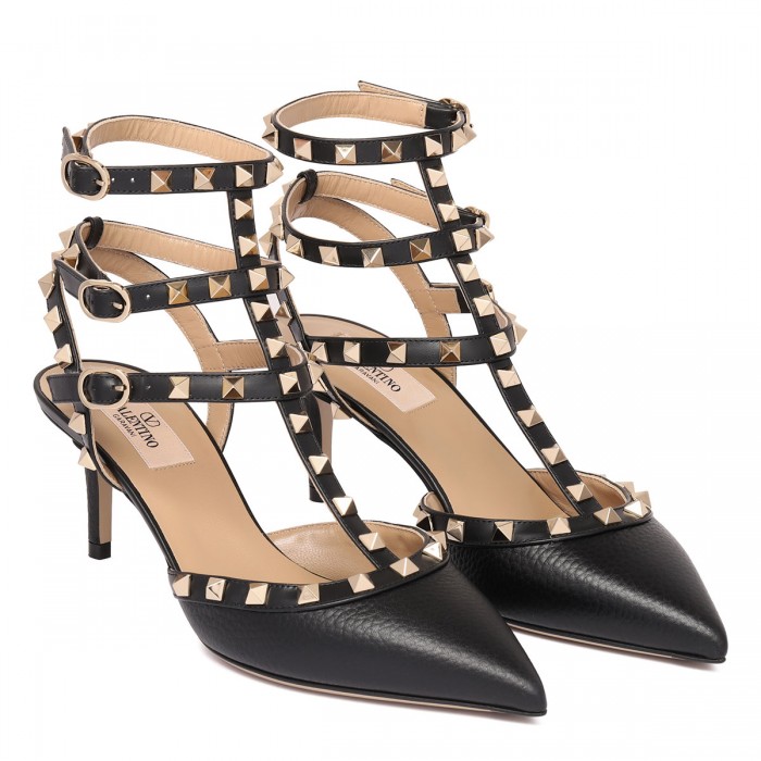 Rockstud ankle strap pumps