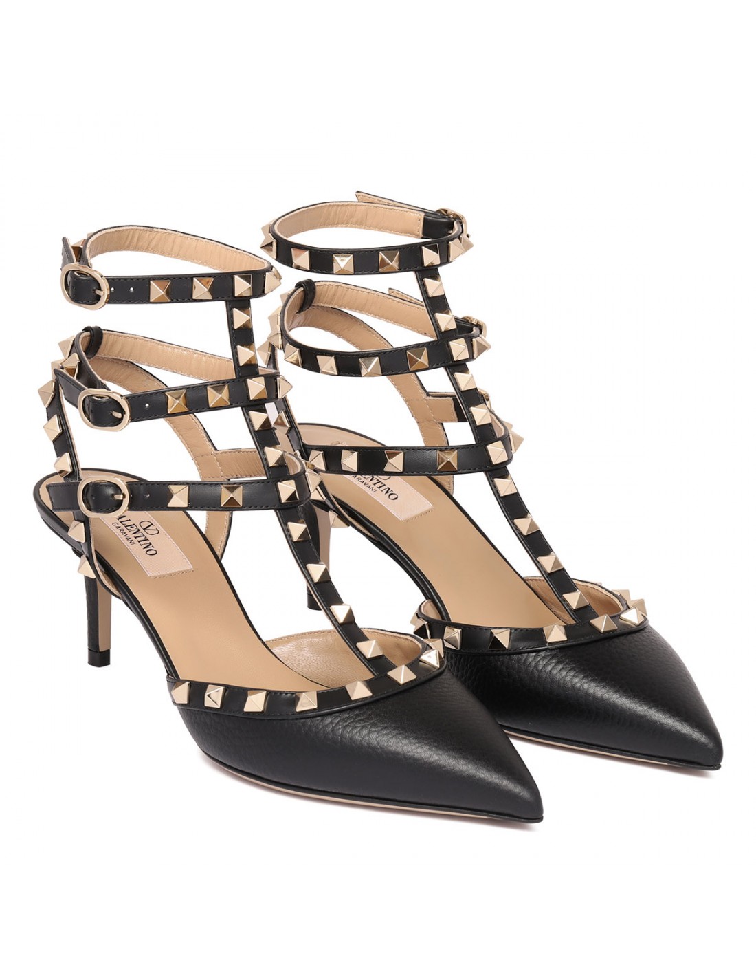 Rockstud ankle strap pumps