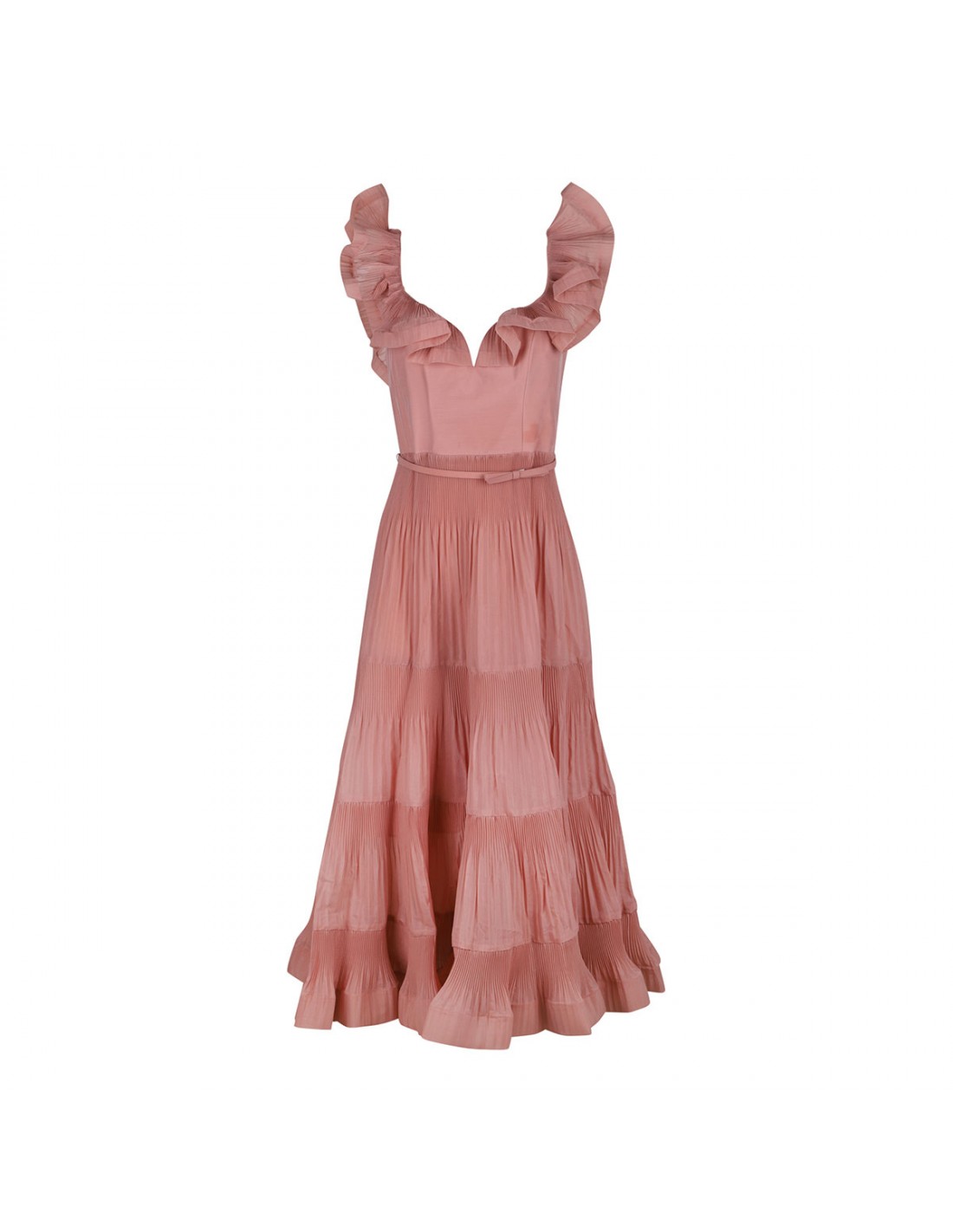 Pleated frill midi dress