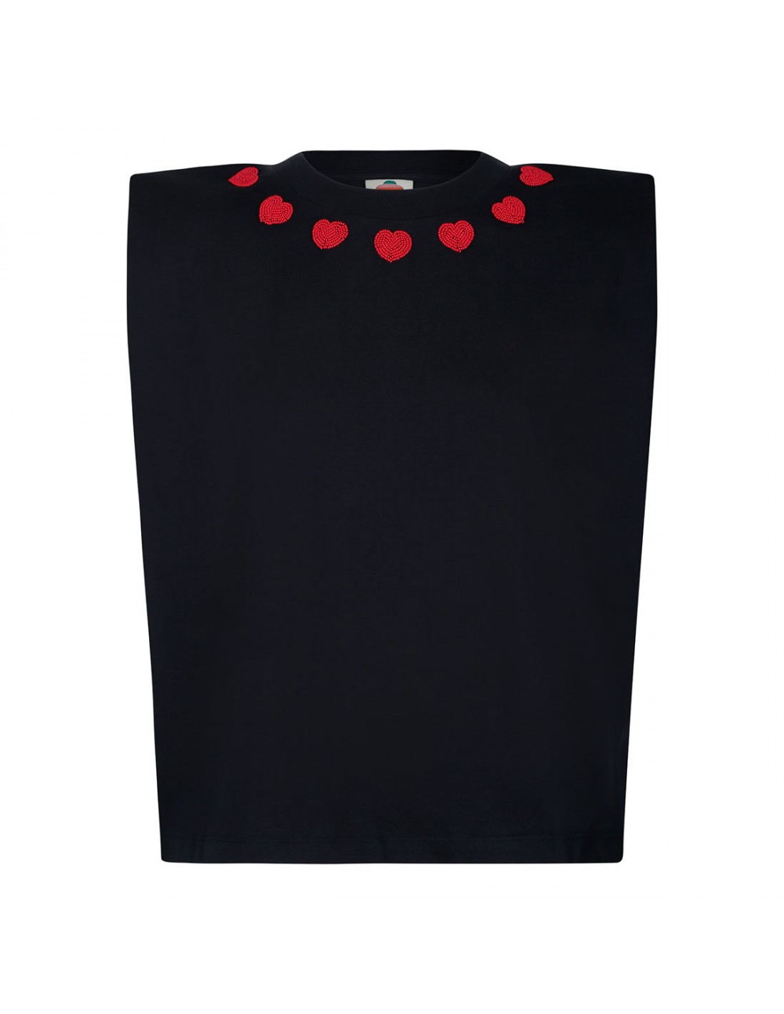 Black beaded hearts top