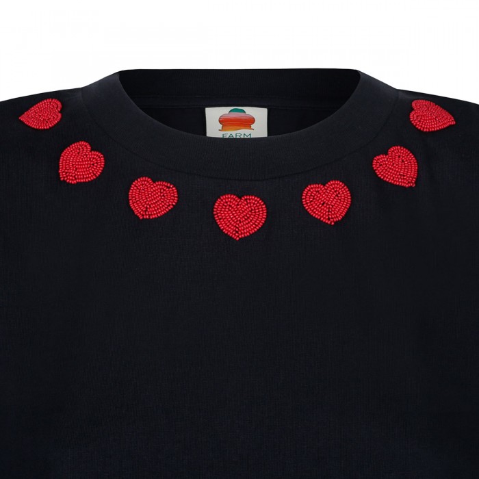 Black beaded hearts top