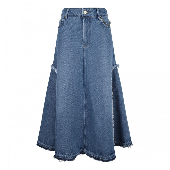 Blue heavy denim midi skirt