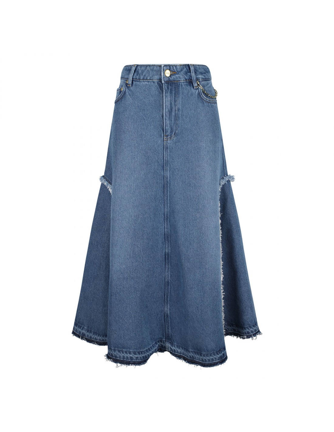 Blue heavy denim midi skirt