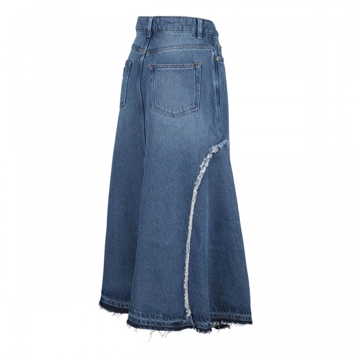 Blue heavy denim midi skirt