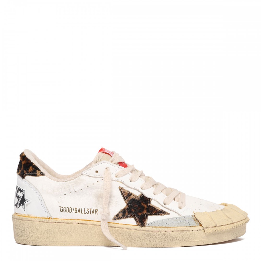 BallStar nappa sneakers with leopard pony skin star