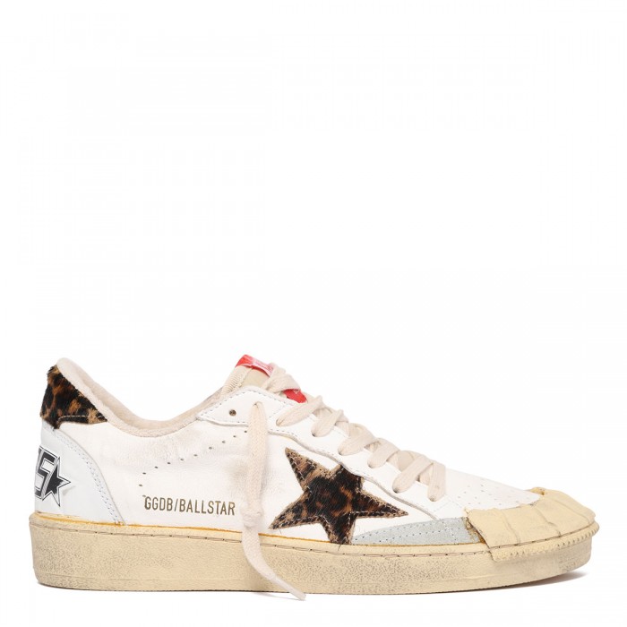 BallStar nappa sneakers with leopard pony skin star