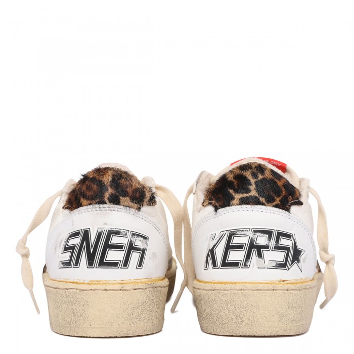 BallStar nappa sneakers with leopard pony skin star